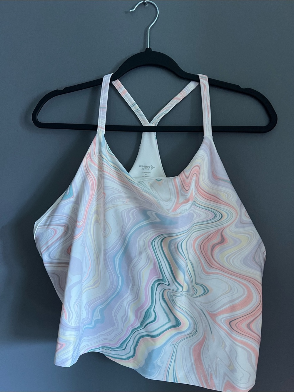 Old Navy Pastel Marble Racerback Tank - White with Pink, Blue, Mint